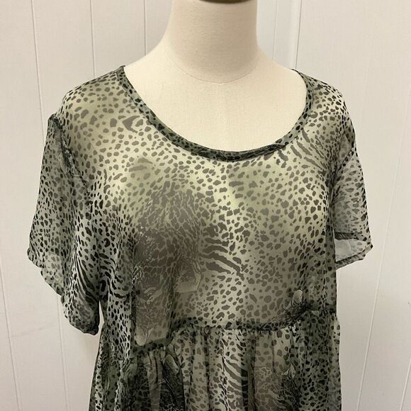 Vintage Susan Miller Women's One Size Grey White Animal Print Swim Cover up - Picture 2 of 12